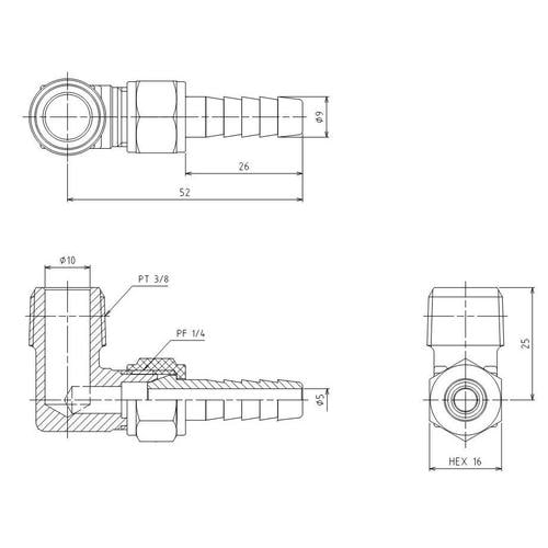 L型雄ねじステム EA141A−614