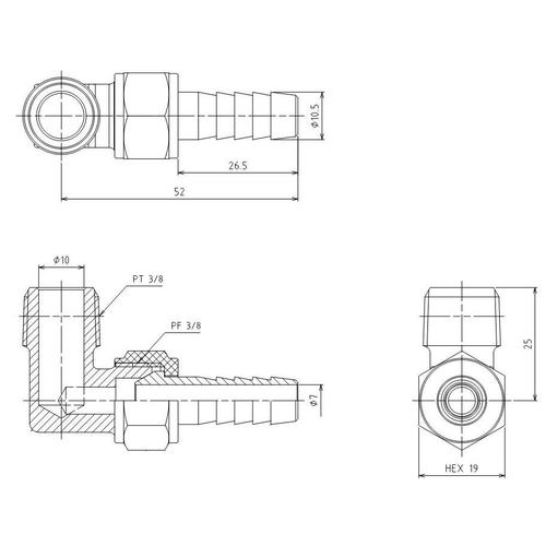 L型雄ねじステム EA141A−615