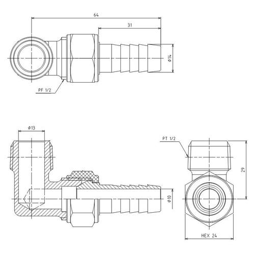 L型雄ねじステム EA141A−627