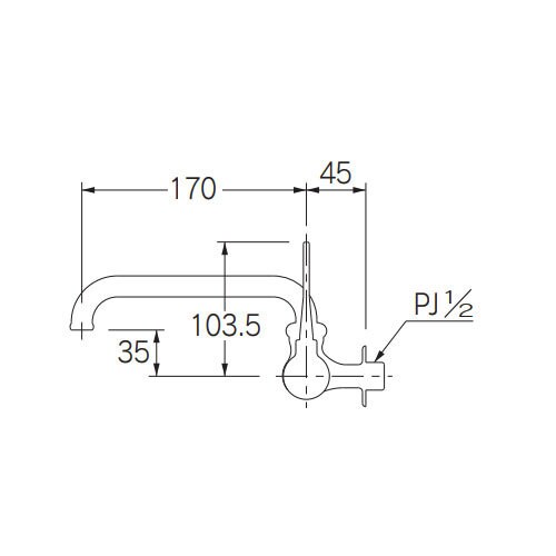 レバー式横形自在水栓(二条ねじ)EA468B−45