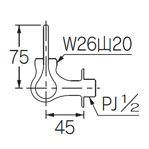 レバー式横形自在水栓(二条ねじ)EA468B−65