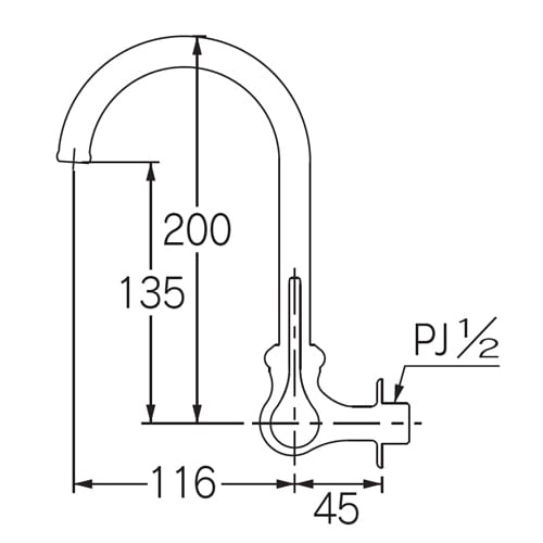 横形スワン水栓(二条ねじ) EA468BJ−14B