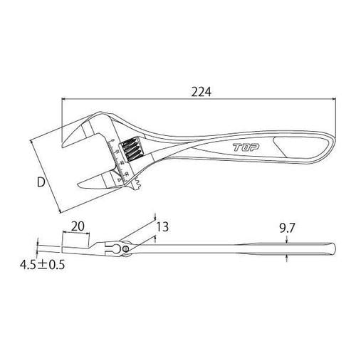 薄口モンキーレンチ EA530JA−10A