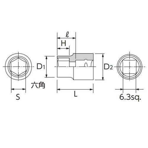 (1/4”DR)ソケット EA618NL−5