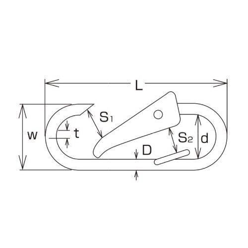 抜け止め付スナップフックEA638JK−11