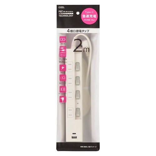 4口2m節電タップKPD23−W