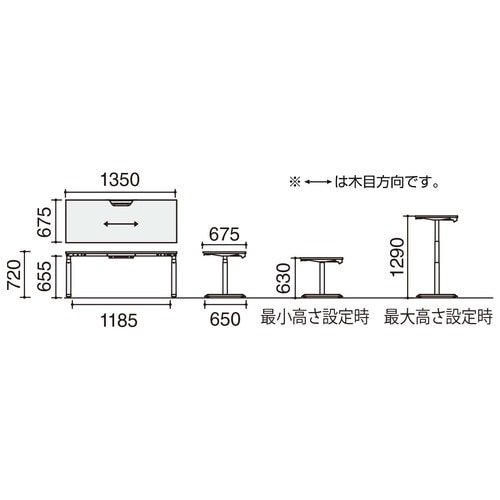 デスク シークエンス 舟底エッジ天板 ボタン昇降