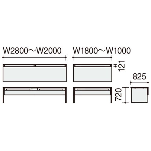 デスク WV+基本 開閉式配線
