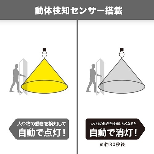A形LED 60W相当 電球色 動体センサー付き