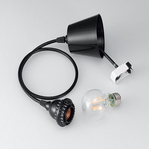 レトロペンダントランプ付きペンダントライトBK