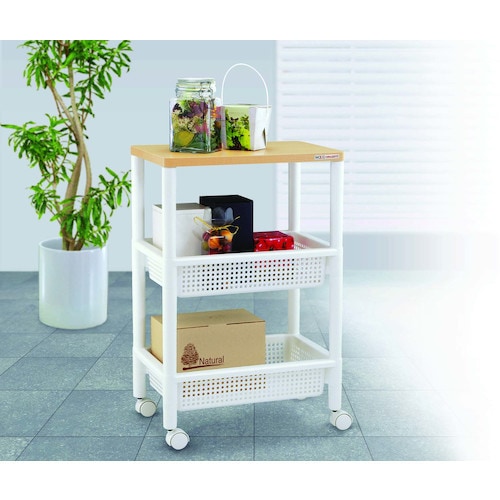 ライフナビ ウッドテーブルワゴンWTW−3S W