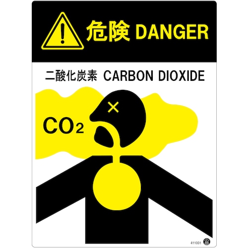 緑十字 二酸化炭素消火設備標識 危険 DANGER