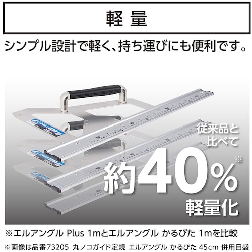 シンワ 丸ノコガイド定規 エルアングル かるぴた