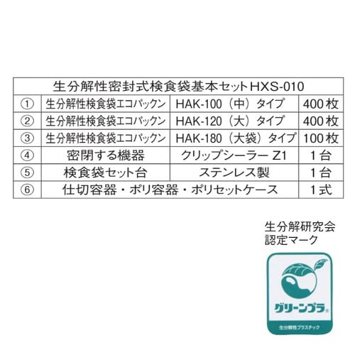 生分解性密封式検食袋 基本セット エコパックン