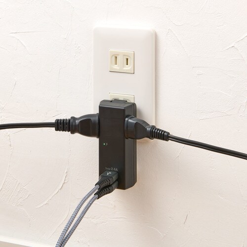 耐雷USBタップ2個口2ポート2.4A