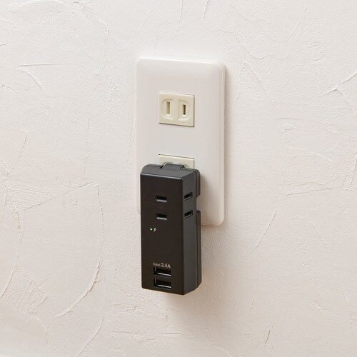 耐雷USBタップ3個口2ポート2.4A