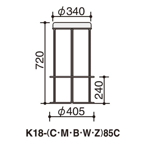 スツール CK−750 ハイ カッパー脚