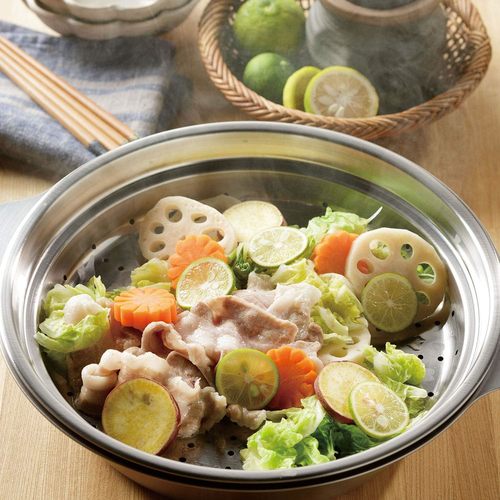 ステンレス卓上鍋蒸し台付 26cm IH対応