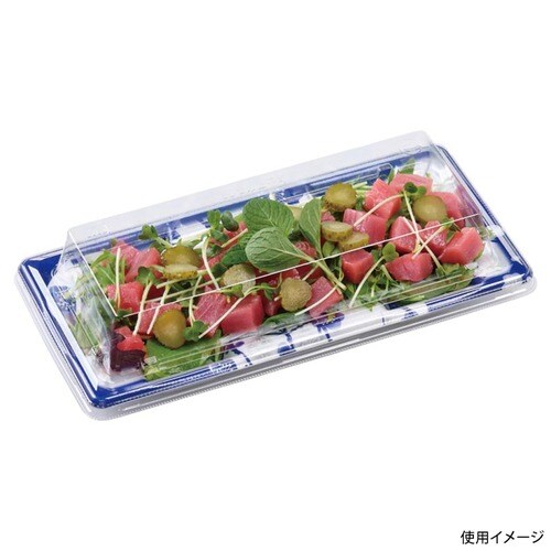 刺身容器 長角皿24−11 本体 はな絵紺 ×18