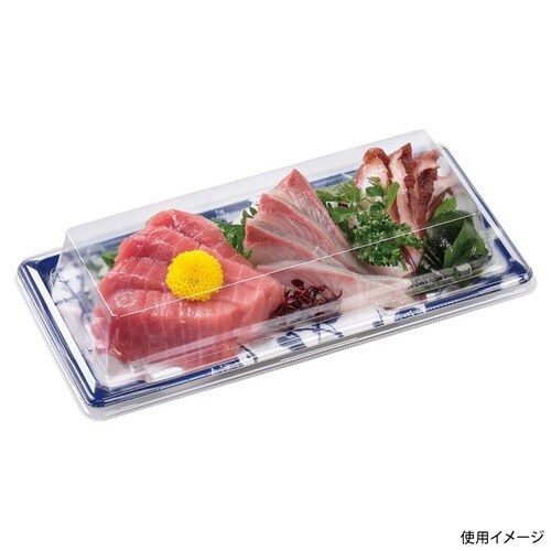 刺身容器 長角皿24−11 本体 はな絵紺 ×18