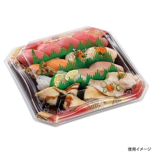 刺身容器 美彩24−24 本体 金フチ扇 ×16