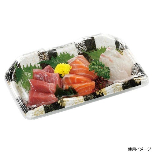 刺身容器 豊山24−14 本体 市松花黒金 ×20