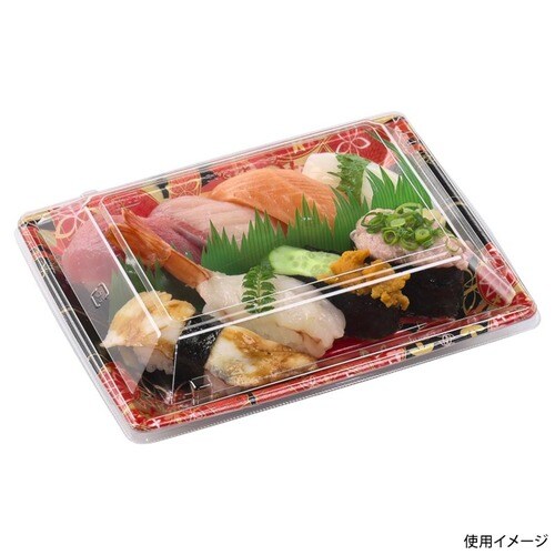 刺身容器ひら皿−230(V)本体はな舞赤×12