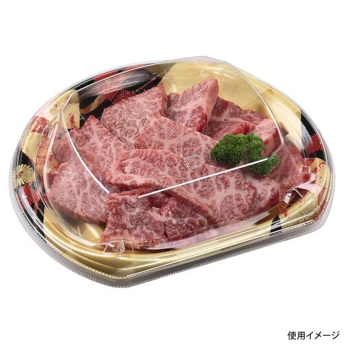 刺身容器 半月皿18−16(V1) 扇市松金×24