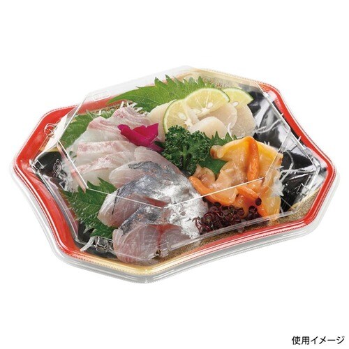 刺身容器 美彩21−18 本体 まき絵赤金 ×16