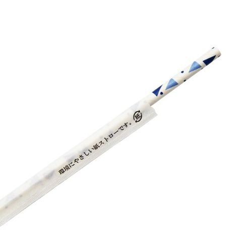 国産 紙ストロー 青柄 6φ×196mm ×12