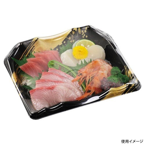 刺身容器 豊山20−17 本体 黒波金 18セット