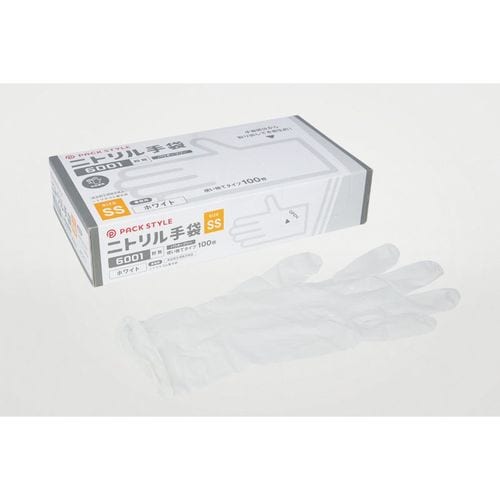 ニトリル手袋6001粉無 SS 白 8セット