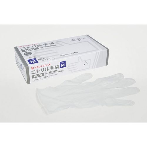 ニトリル手袋6001粉無 M 白 8セット