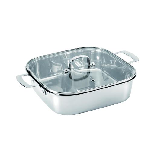 燕舞IH対応角型2槽火鍋30cmガラス蓋付