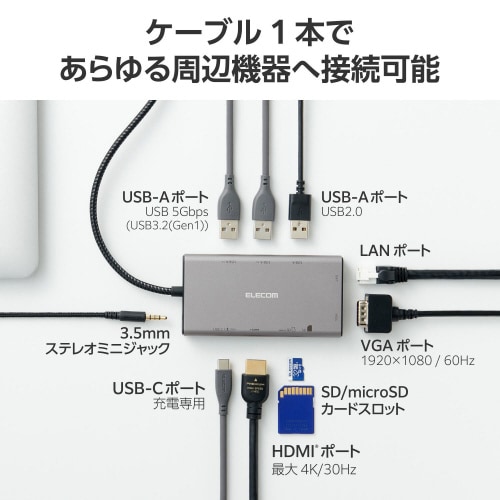 USBType−Cハブ 10−in−1 グレー