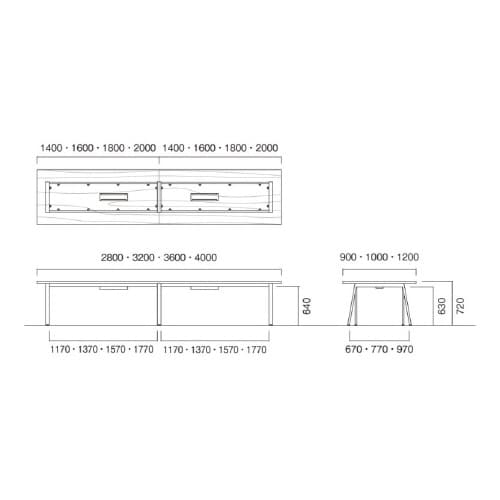BSKビッグテーブルW2800D1200WG