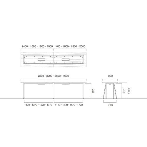 BSKビッグテーブルW2800D900HWG