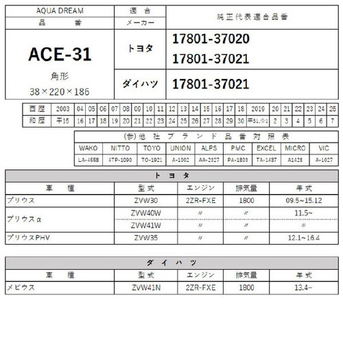 エアフィルター AD−ACE−31