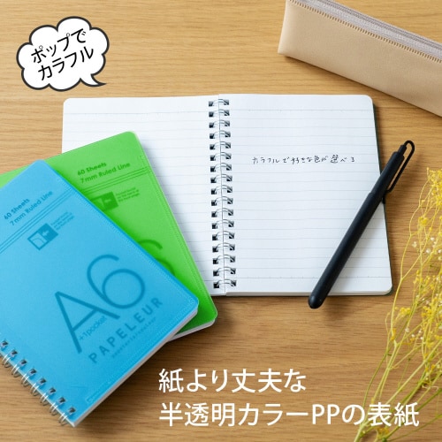 Wリングノート パペルール A6 60枚 ブルー