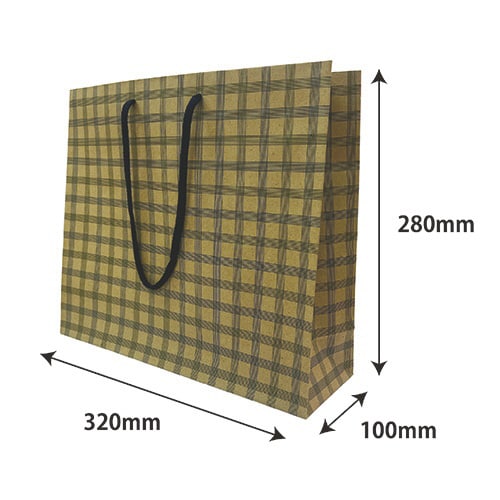 デザインペーパーバッグチェック青1パック(10枚)