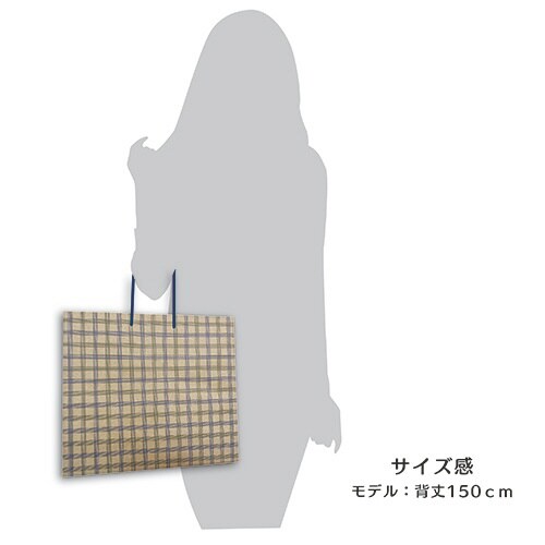 デザインペーパーバッグチェック青1パック(10枚)