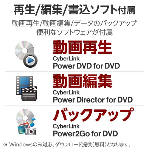 外付けDVDドライブ 書込み/再生/編集 ブラック