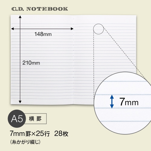 CDノートA5黄7mm罫25行28枚×10