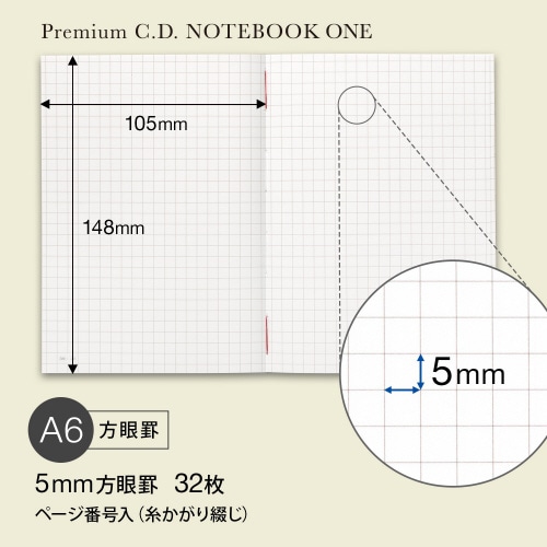 プレミアムCDノートONEA6方眼32枚×5