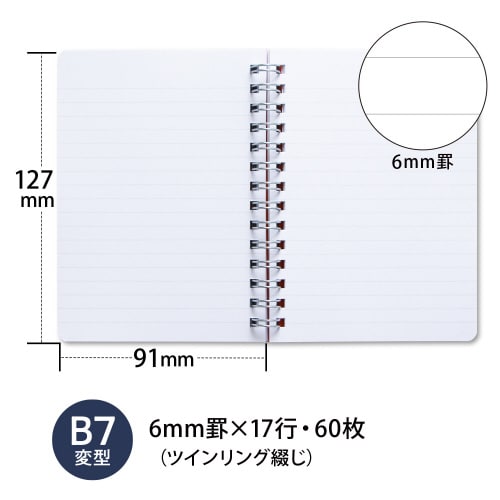 メモレインガードプラスB7B罫60枚×5
