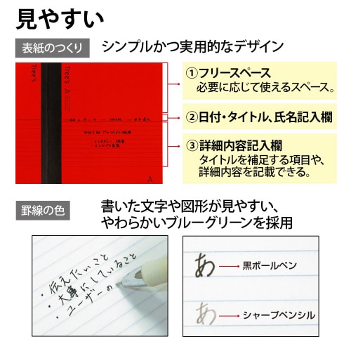 ノートTreesB5A罫レッド30枚×10