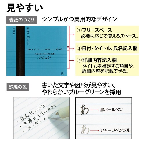 ノートTreesB5B罫ブルー30枚×10
