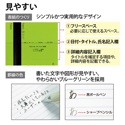 ノートTreesB5B罫グリーン30枚×10