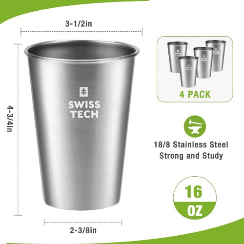 4点組 シルバーカップ 473ml ステンレス