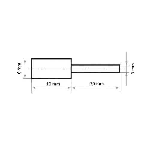 軸付ゴム砥石 φ6x10#120 円筒型